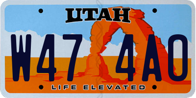 UT license plate W474AO
