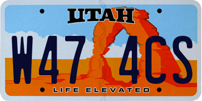UT license plate W474CS