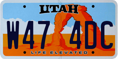 UT license plate W474DC