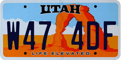 UT license plate W474DF
