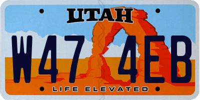 UT license plate W474EB