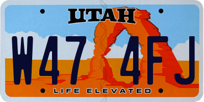 UT license plate W474FJ