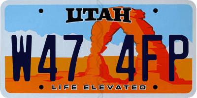 UT license plate W474FP