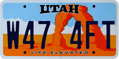 UT license plate W474FT