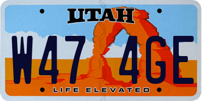UT license plate W474GE