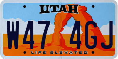 UT license plate W474GJ