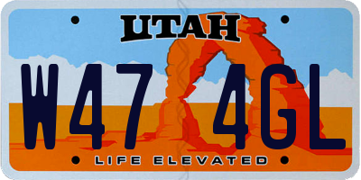 UT license plate W474GL