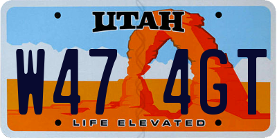 UT license plate W474GT