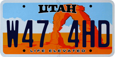UT license plate W474HD