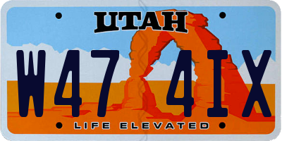 UT license plate W474IX