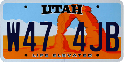 UT license plate W474JB