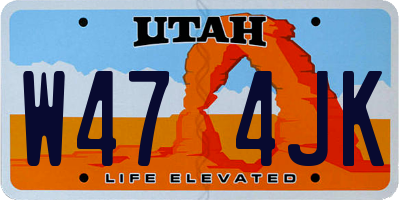 UT license plate W474JK