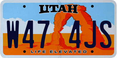 UT license plate W474JS
