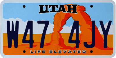 UT license plate W474JY