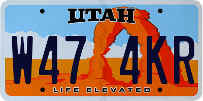 UT license plate W474KR
