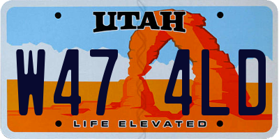 UT license plate W474LD