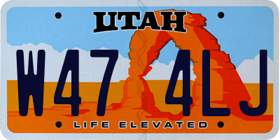 UT license plate W474LJ