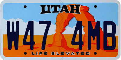 UT license plate W474MB