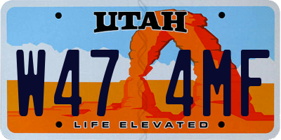 UT license plate W474MF