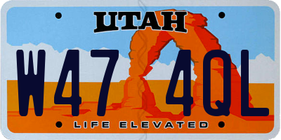 UT license plate W474QL