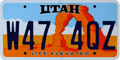 UT license plate W474QZ