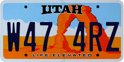 UT license plate W474RZ