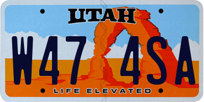 UT license plate W474SA