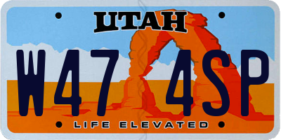 UT license plate W474SP