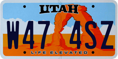 UT license plate W474SZ