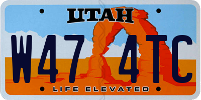UT license plate W474TC