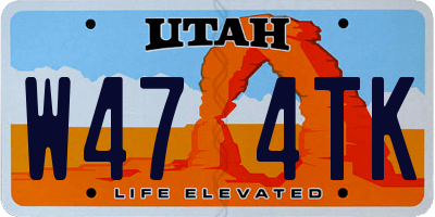 UT license plate W474TK