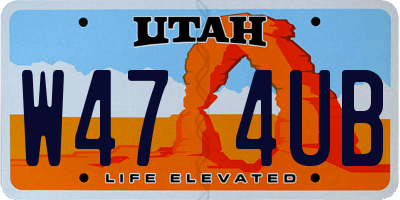 UT license plate W474UB