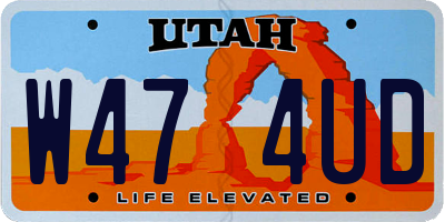 UT license plate W474UD