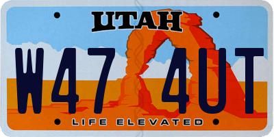 UT license plate W474UT