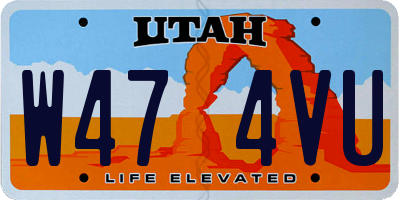 UT license plate W474VU
