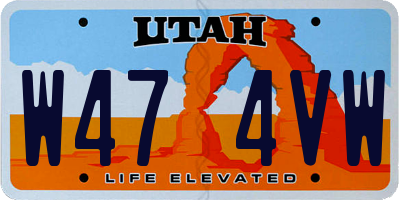 UT license plate W474VW