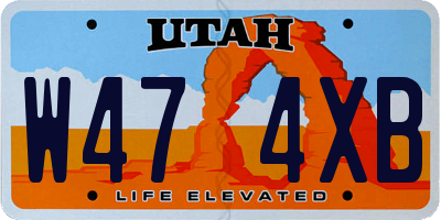 UT license plate W474XB