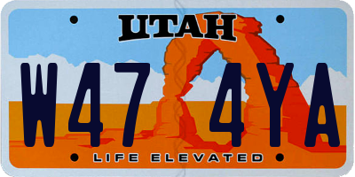 UT license plate W474YA