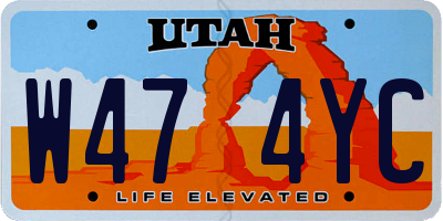 UT license plate W474YC