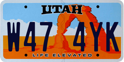 UT license plate W474YK