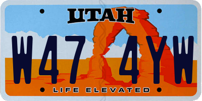 UT license plate W474YW