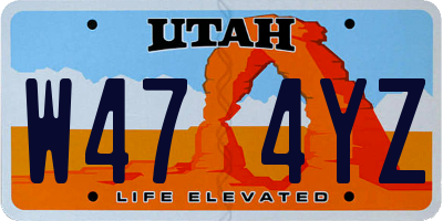 UT license plate W474YZ