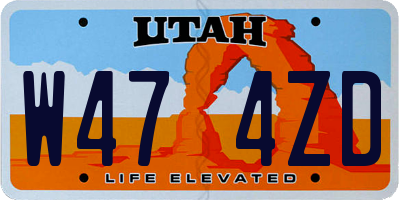 UT license plate W474ZD