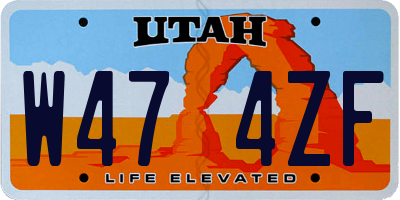 UT license plate W474ZF