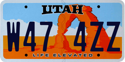 UT license plate W474ZZ