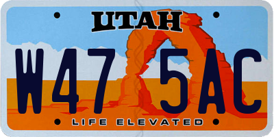 UT license plate W475AC