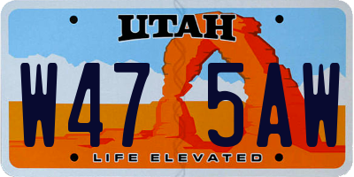 UT license plate W475AW