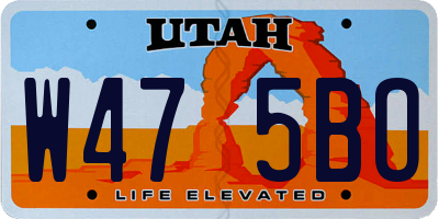 UT license plate W475BO