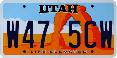 UT license plate W475CW