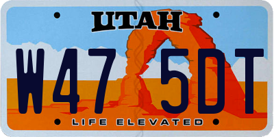 UT license plate W475DT